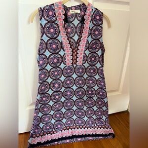 Sleeveless Patterned mini dress Blue and Pink